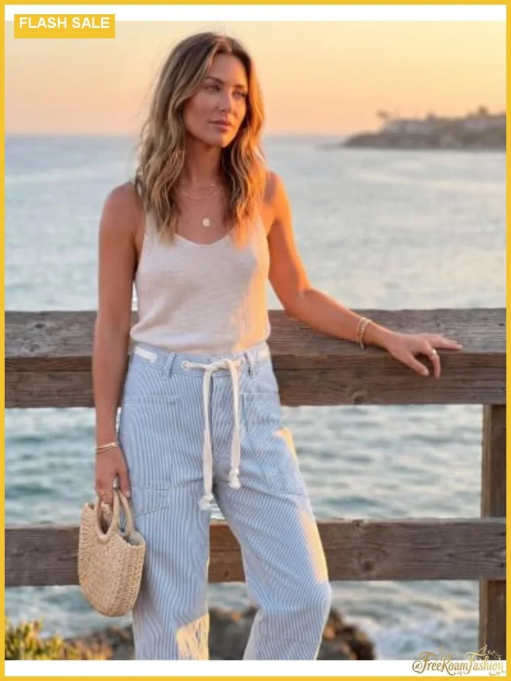 Kedera Striped Barrel Jeans Women Y2K Wide Leg Denim Pants Drawstring Sailor